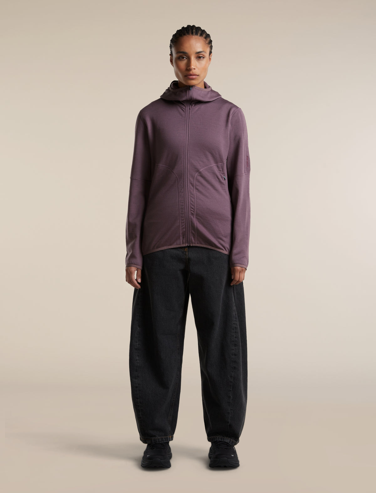 Women's Merino 560 RealFleece™  Elemental Long Sleeve Zip Hoodie Grey Plum - 3