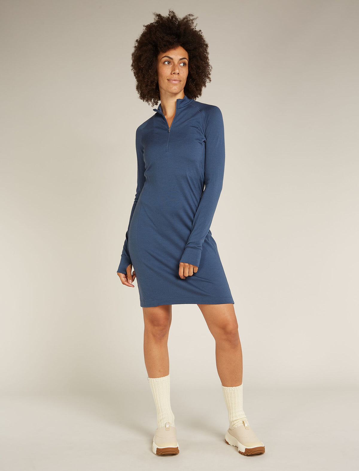 Women's Merino 260 Granary Long Sleeve Half Zip Dress Dawn - 1