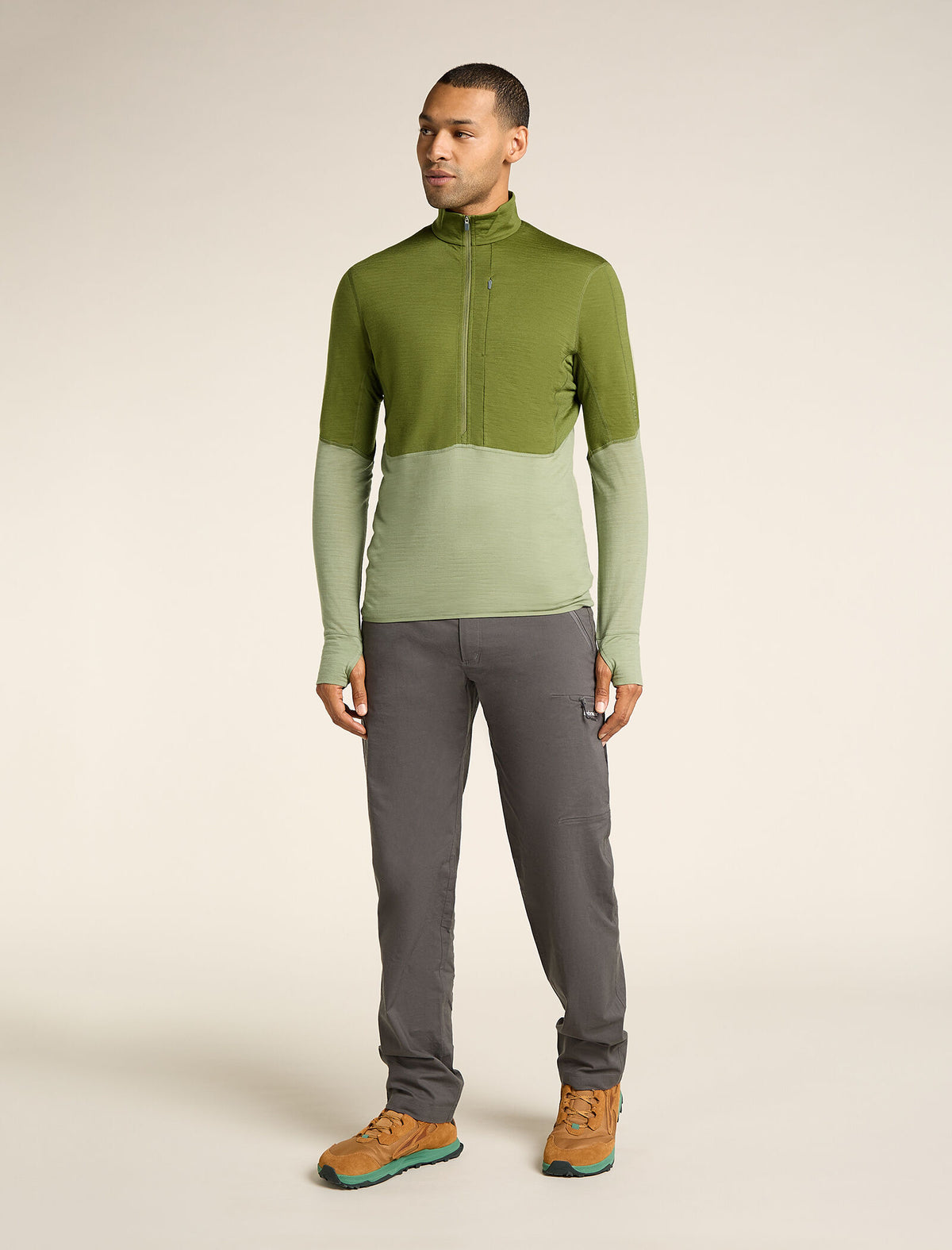 Men’s Merino Blend 200 Realfleece™ Descender Long Sleeve Half Zip Top Sphagnum/lichen - 3
