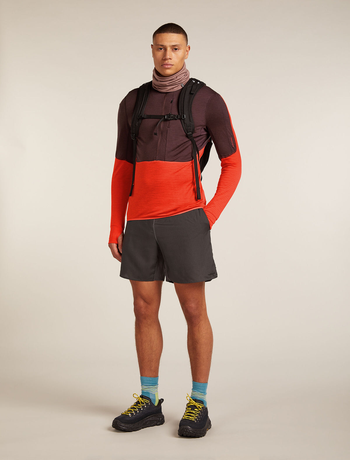 Men’s Merino Blend 200 Realfleece™ Descender Long Sleeve Half Zip Top Java/Fervid - 4