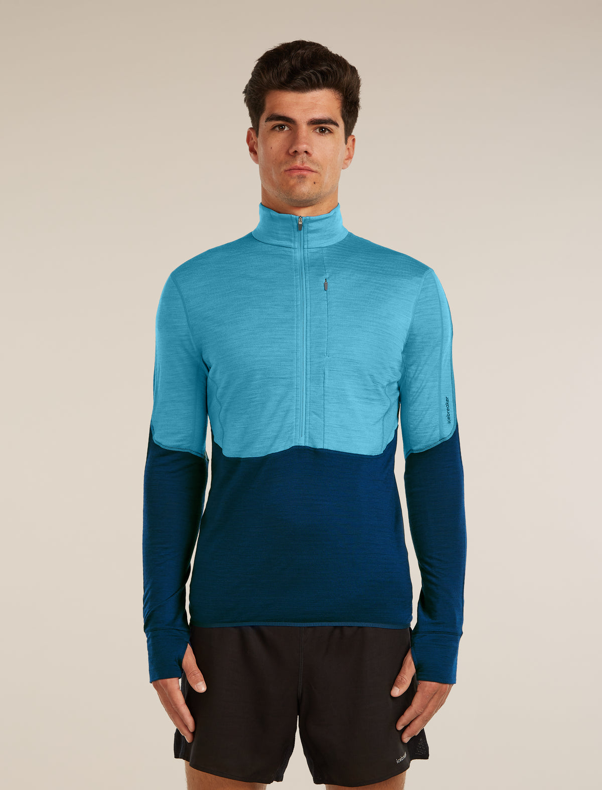 Men’s Merino Blend 200 RealFleece™ Descender Long Sleeve Half Zip Arctic/Atlantis - 1
