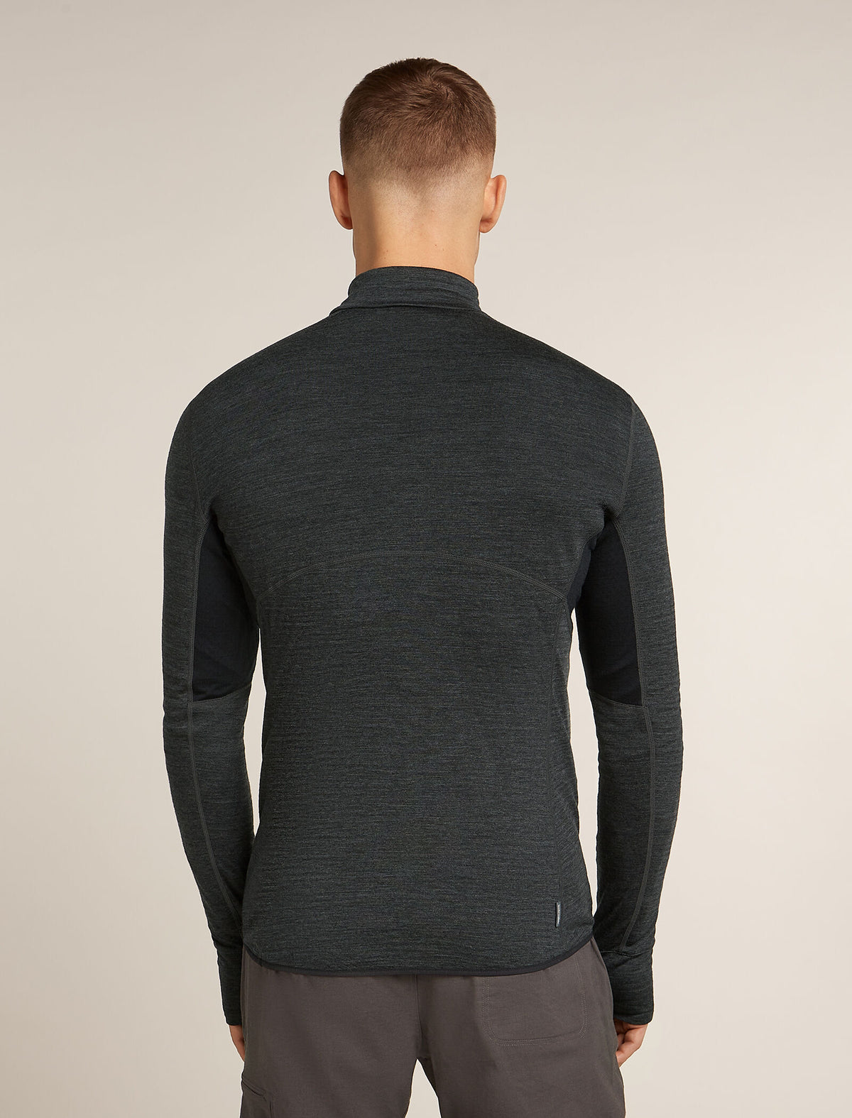 Men’s Merino Blend 200 Realfleece™ Descender Long Sleeve Half Zip Top Jet Hthr/Black - 2