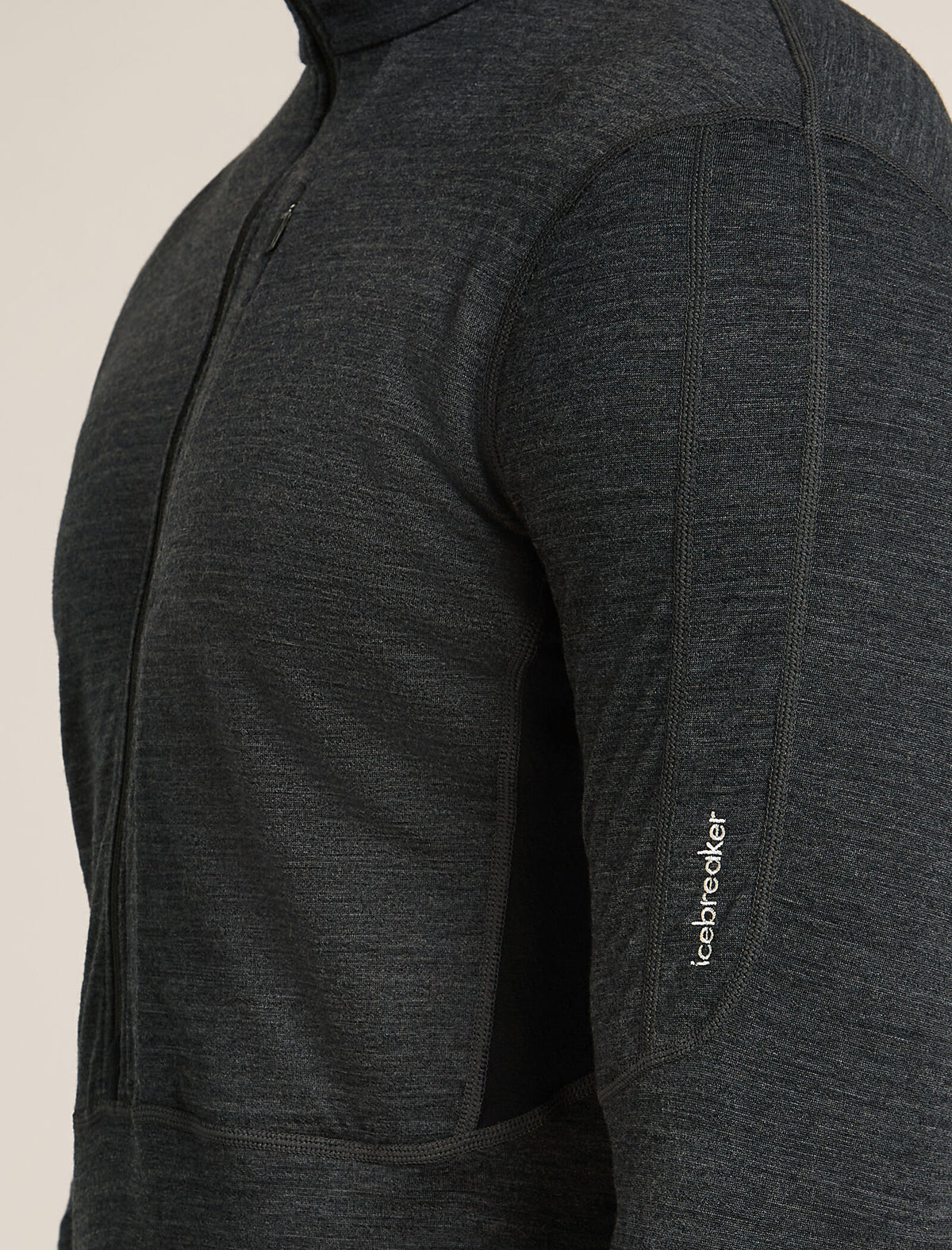 Men’s Merino Blend 200 Realfleece™ Descender Long Sleeve Half Zip Top Jet Hthr/Black - 5