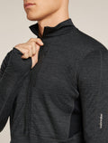 Men’s Merino Blend 200 Realfleece™ Descender Long Sleeve Half Zip Top Jet Hthr/Black - 6