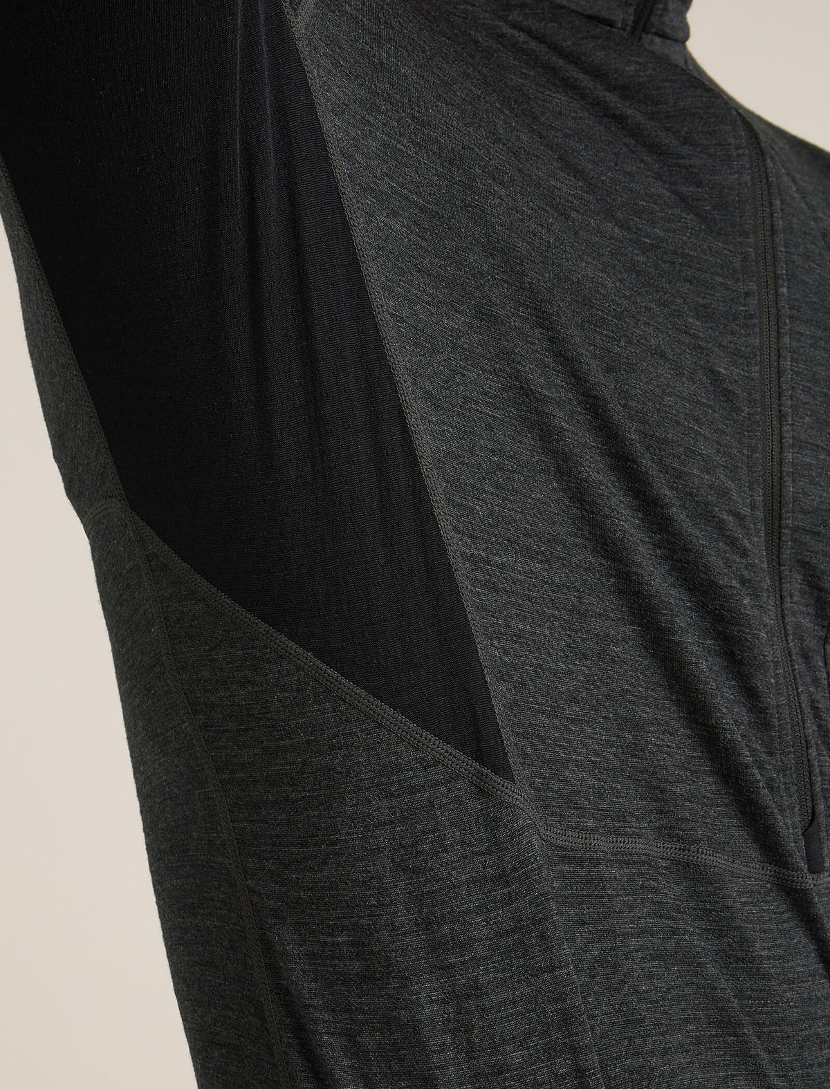 Men’s Merino Blend 200 Realfleece™ Descender Long Sleeve Half Zip Top Jet Hthr/Black - 9