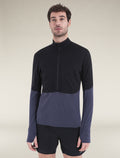 Men’s Merino Blend 200 Realfleece™ Descender Long Sleeve Half Zip Top Black/Graphite - 1