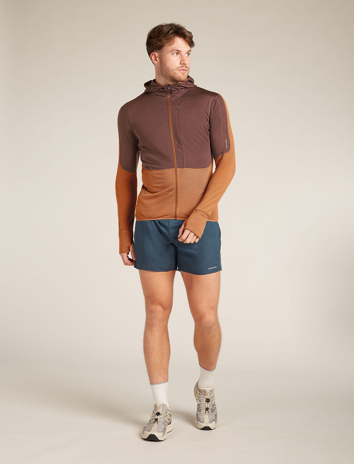 Men’s Merino Blend 200 Realfleece™ Descender Long Sleeve Zip Hoodie Carob/dusty clay - 3