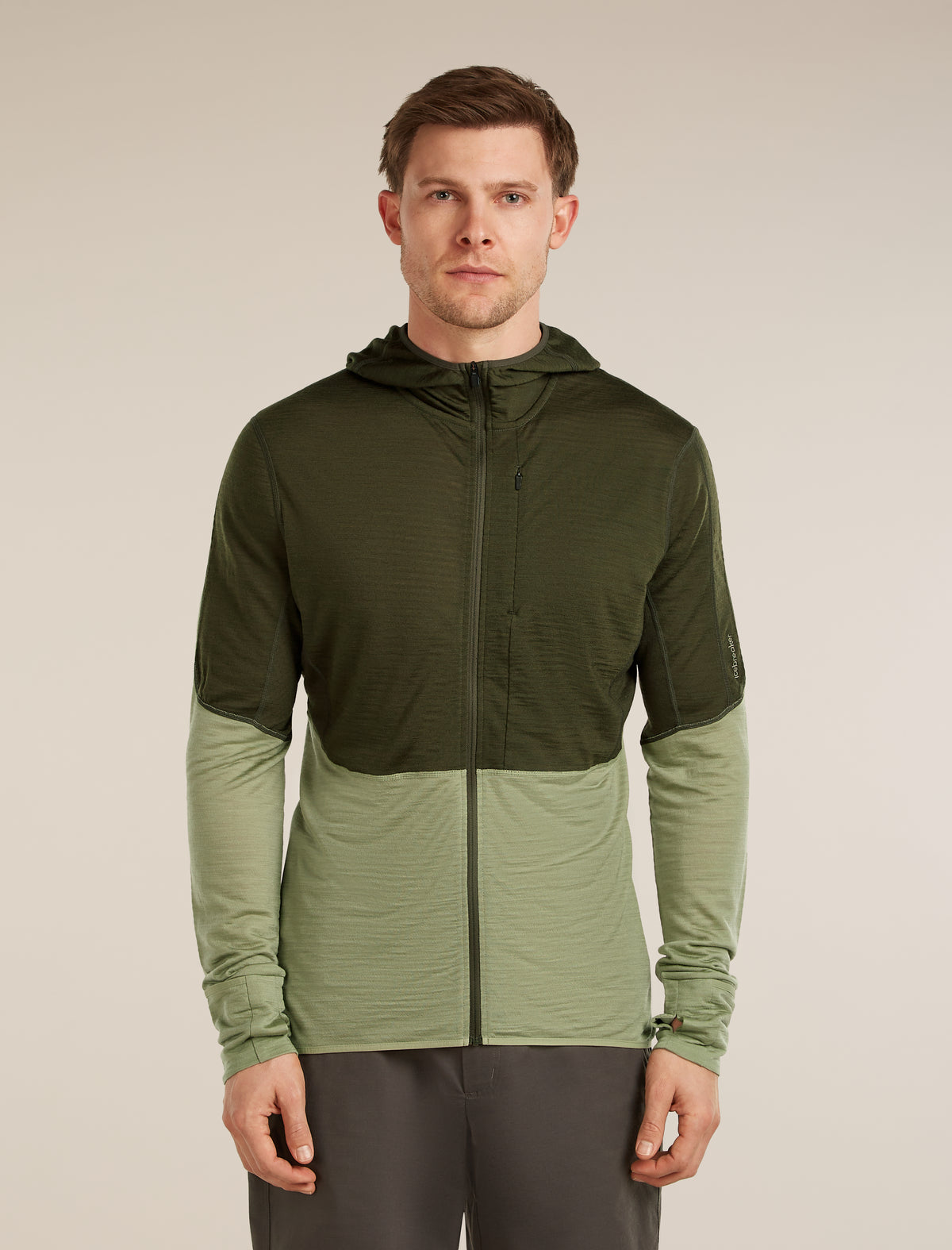 Men’s Merino Blend 200 RealFleece™ Descender Long Sleeve Zip Hoodie Dk loden/Lichen - 1