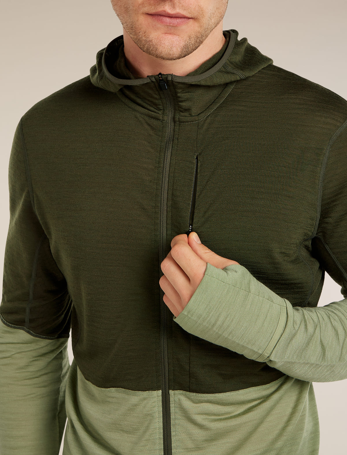 Men’s Merino Blend 200 RealFleece™ Descender Long Sleeve Zip Hoodie Dk loden/Lichen - 12