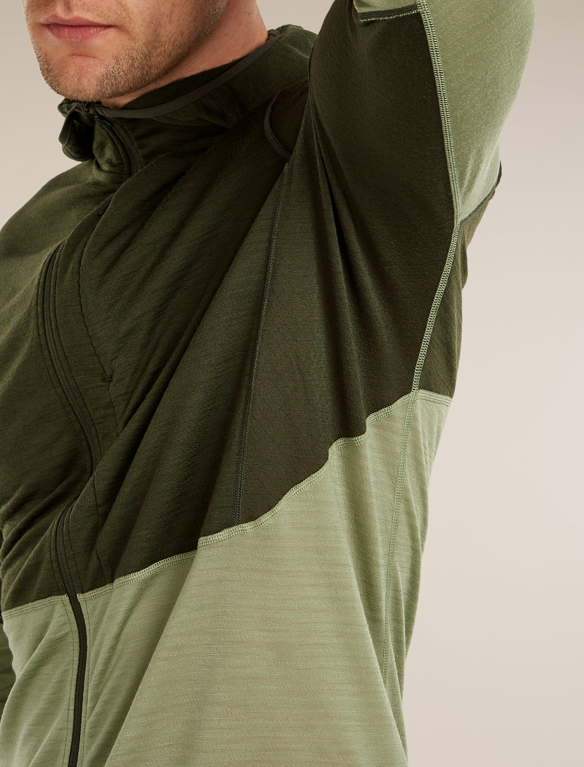 Men’s Merino Blend 200 RealFleece™ Descender Long Sleeve Zip Hoodie Dk loden/Lichen - 13