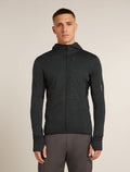 Men’s Merino Blend 200 Realfleece™ Descender Long Sleeve Zip Hoodie Jet Hthr/Black - 1