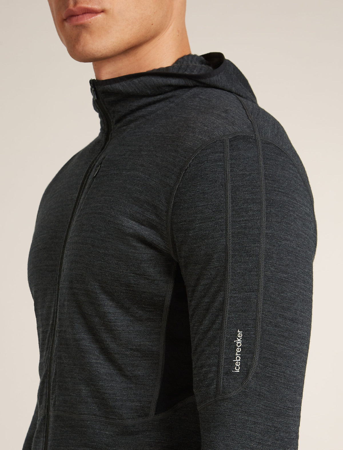 Men’s Merino Blend 200 Realfleece™ Descender Long Sleeve Zip Hoodie Jet Hthr/Black - 5