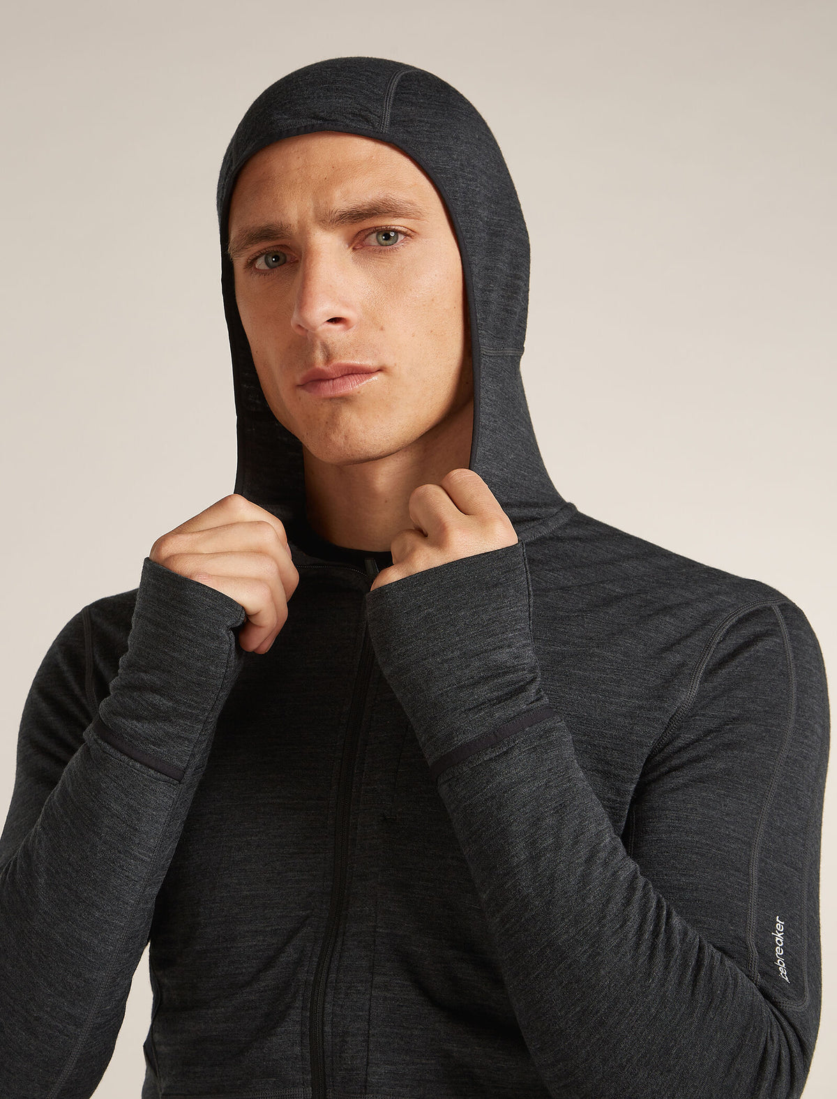 Men’s Merino Blend 200 Realfleece™ Descender Long Sleeve Zip Hoodie Jet Hthr/Black - 8