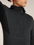 Men’s Merino Blend 200 Realfleece™ Descender Long Sleeve Zip Hoodie Jet Hthr/Black - 9