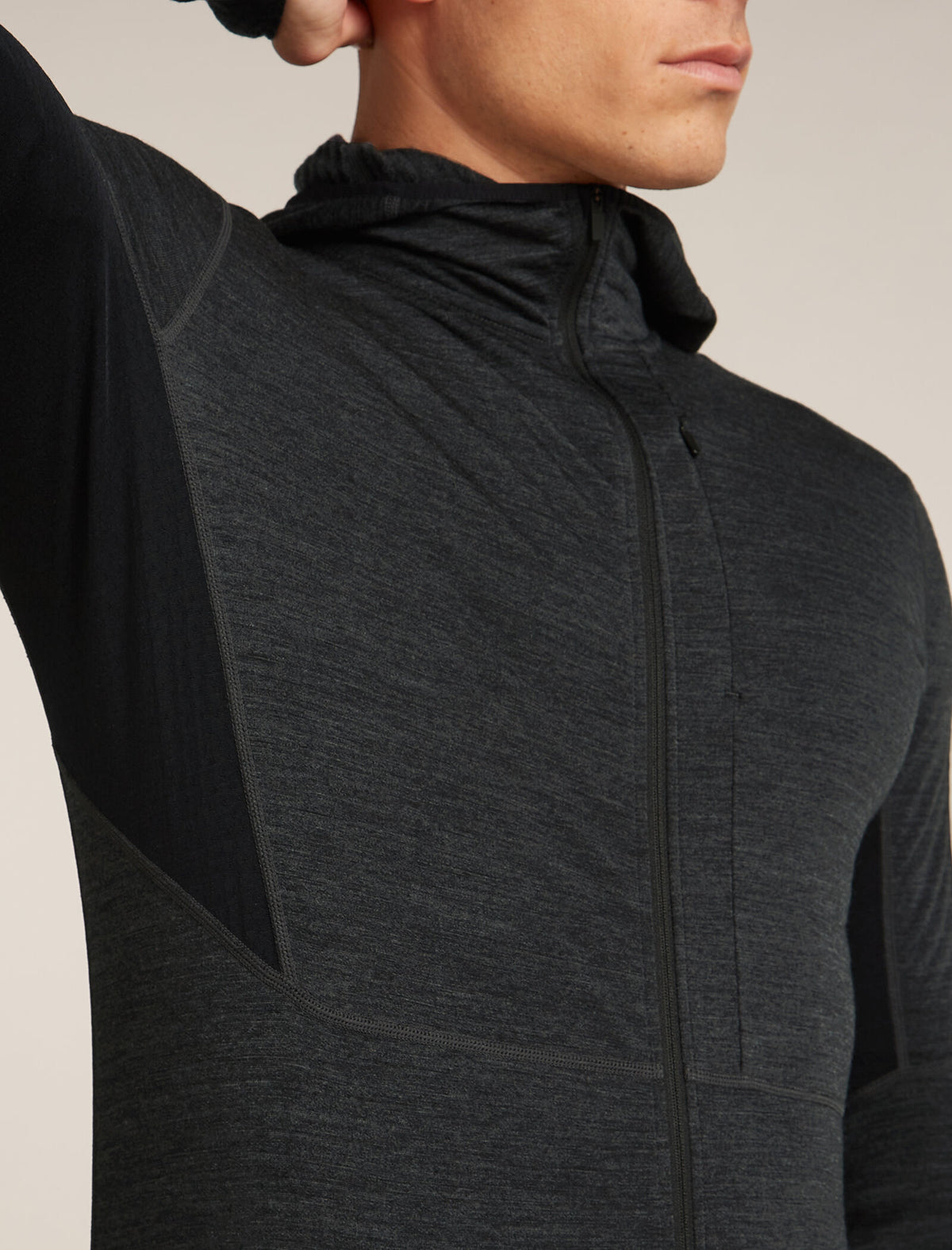 Men’s Merino Blend 200 Realfleece™ Descender Long Sleeve Zip Hoodie Jet Hthr/Black - 9