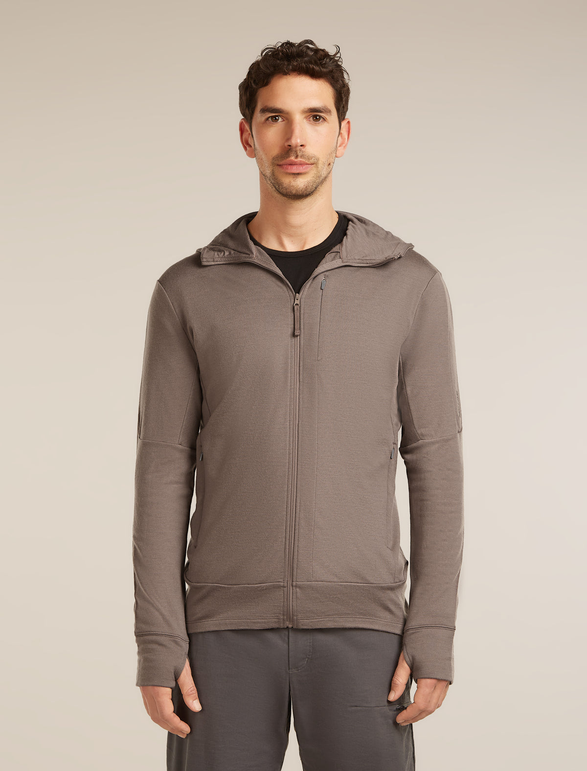 Men’s Merino 260 Quantum Long Sleeve Zip Hoodie Porcini - 1