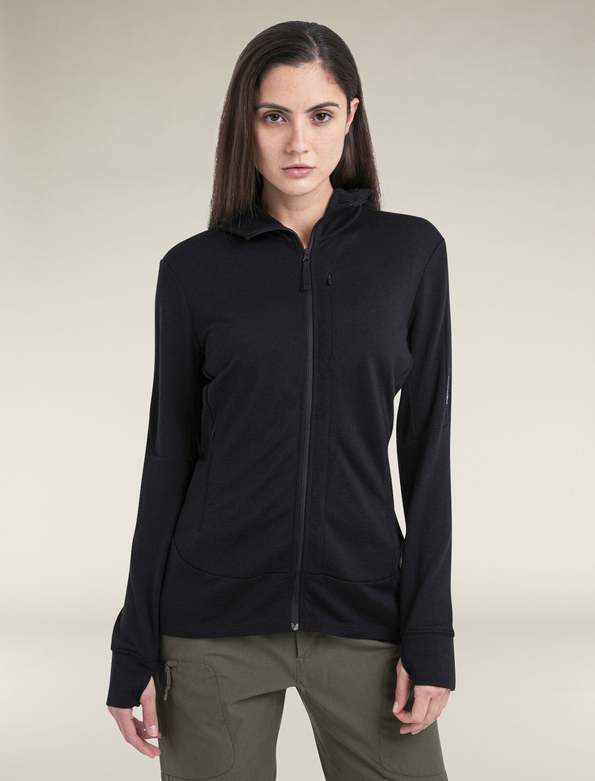 Women’s Merino 260 Quantum Long Sleeve Zip Hoodie Black - 1