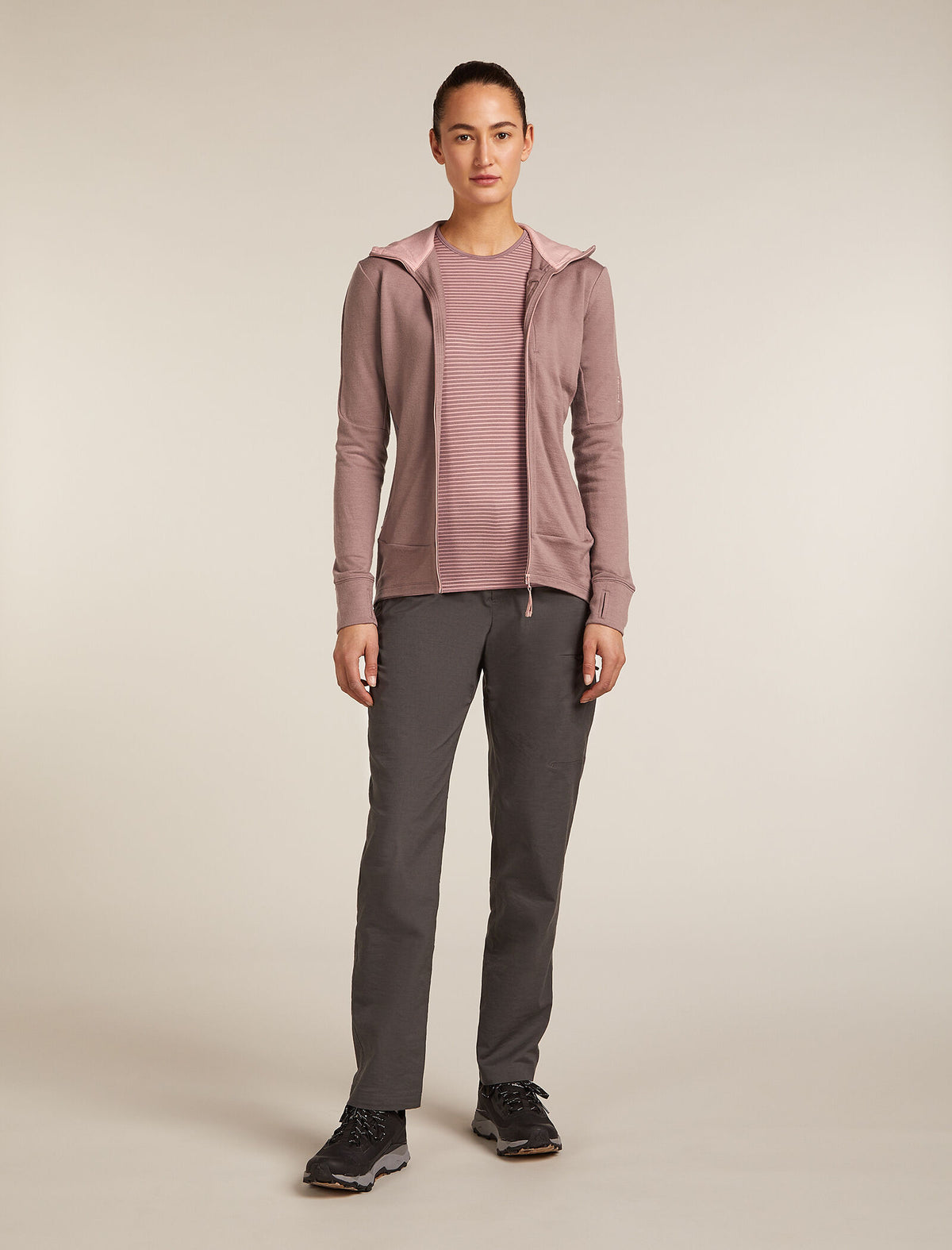 Women’s Merino 260 Quantum Long Sleeve Zip Hoodie Summit/Blush - 3