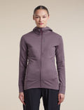 Women's Merino 260 Quantum Long Sleeve Zip Hoodie Grey Plum/Dark Berry - 1