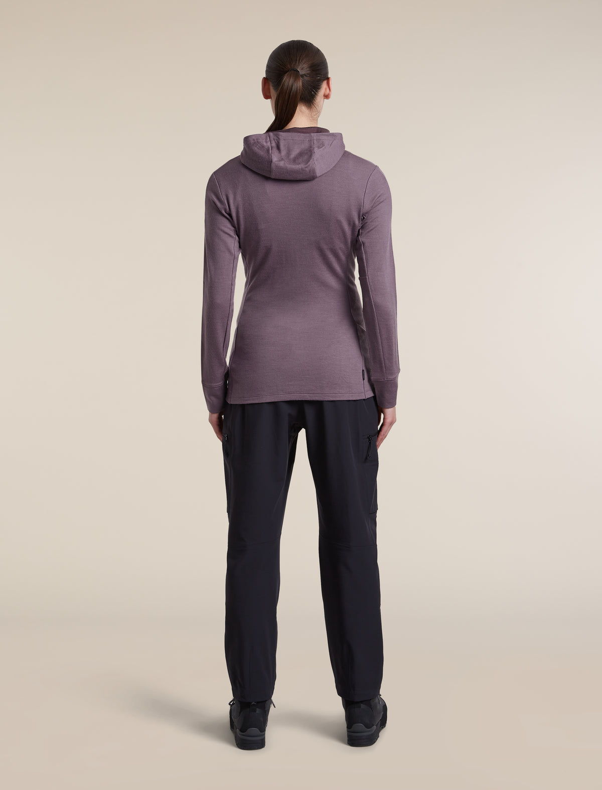 Women's Merino 260 Quantum Long Sleeve Zip Hoodie Grey Plum/Dark Berry - 8