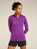 Women’s Merino Blend 200 Realfleece™ Descender Long Sleeve Half Zip Top Passion - 1