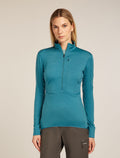 Women’s Merino Blend 200 Realfleece™ Descender Long Sleeve Half Zip Top Topaz - 1
