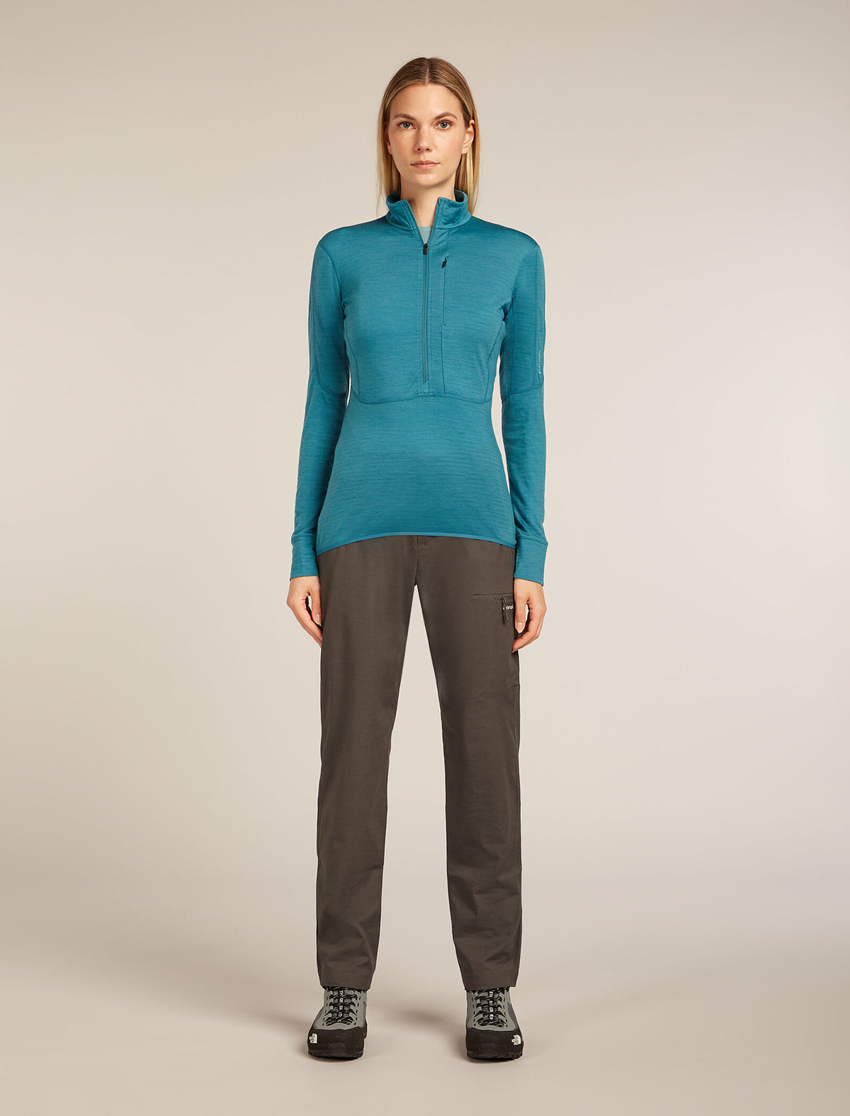 Women’s Merino Blend 200 Realfleece™ Descender Long Sleeve Half Zip Top Topaz - 3