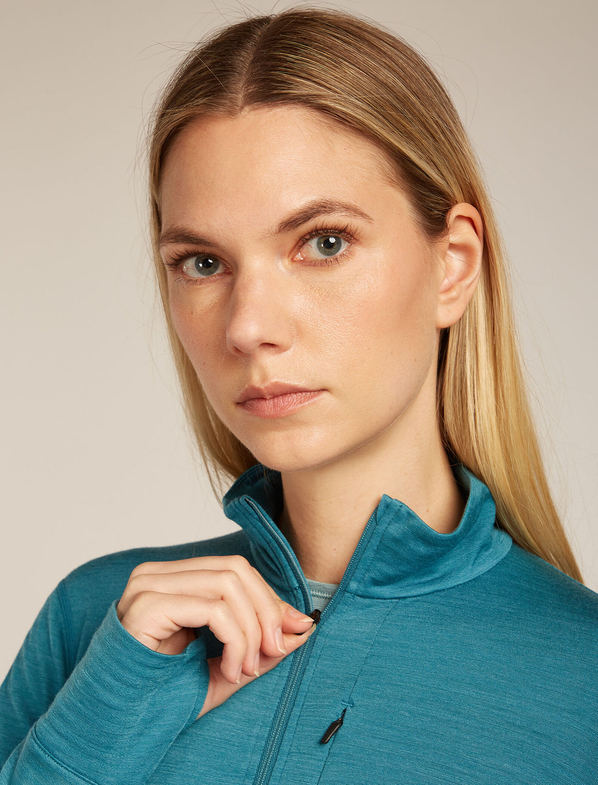 Women’s Merino Blend 200 Realfleece™ Descender Long Sleeve Half Zip Top Topaz - 7