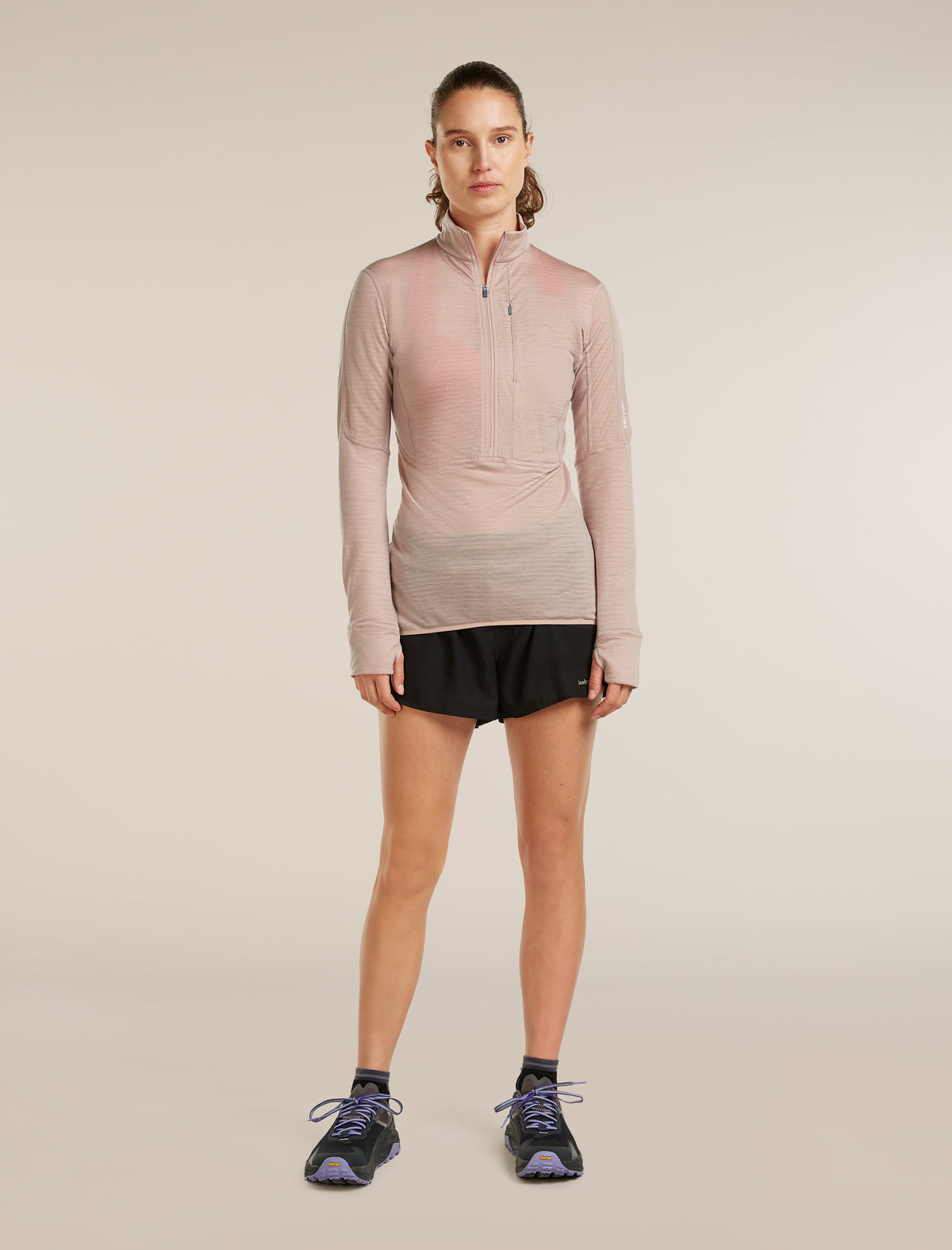 Women’s Merino Blend 200 RealFleece™ Descender Long Sleeve Half Zip Pink quartz - 3