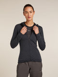 Women’s Merino Blend 200 Realfleece™ Descender Long Sleeve Zip Hoodie Jet Hthr/Black - 1