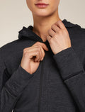 Women’s Merino Blend 200 Realfleece™ Descender Long Sleeve Zip Hoodie Jet Hthr/Black - 7
