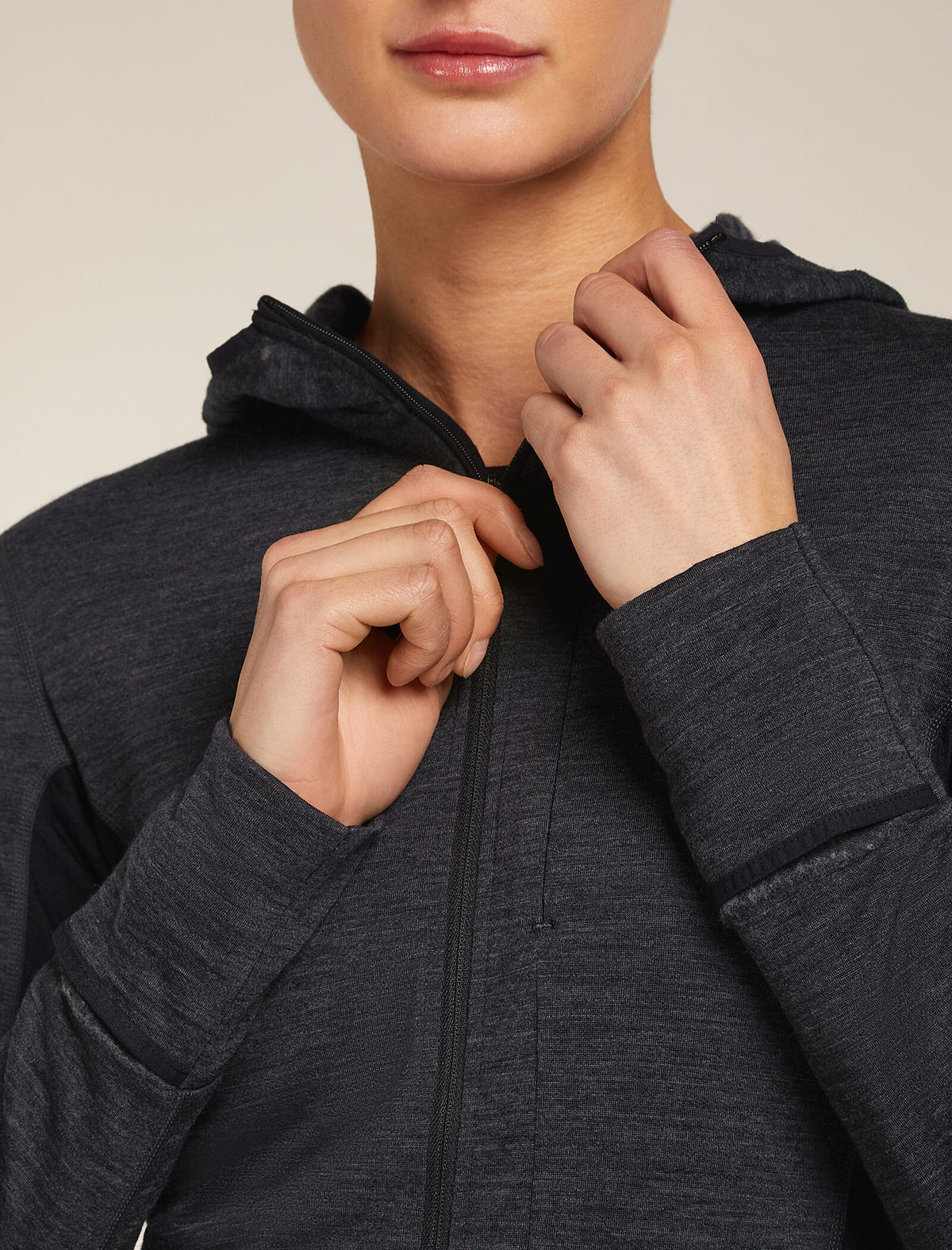 Women’s Merino Blend 200 Realfleece™ Descender Long Sleeve Zip Hoodie Jet Hthr/Black - 7