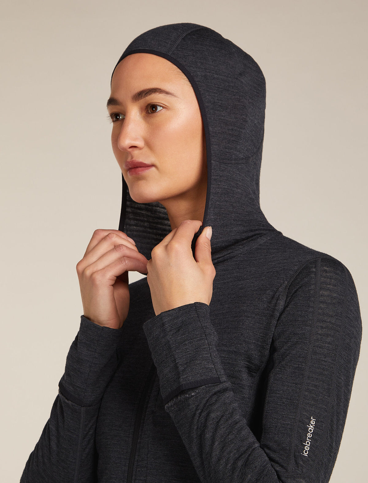Women’s Merino Blend 200 Realfleece™ Descender Long Sleeve Zip Hoodie Jet Hthr/Black - 8
