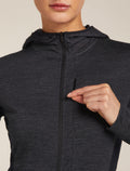 Women’s Merino Blend 200 Realfleece™ Descender Long Sleeve Zip Hoodie Jet Hthr/Black - 9