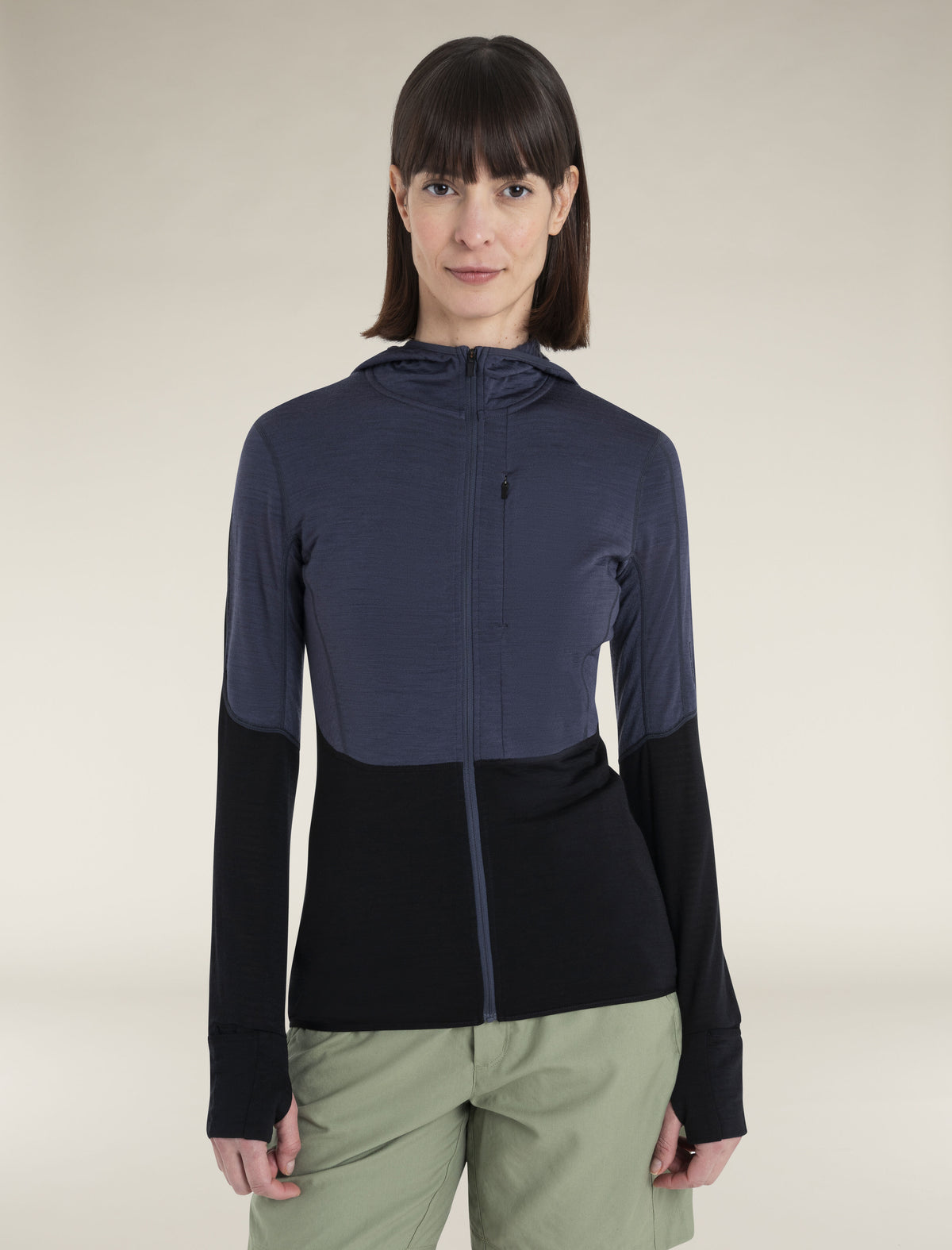 Women’s Merino Blend 200 Realfleece™ Descender Long Sleeve Zip Hoodie Graphite/Black - 1