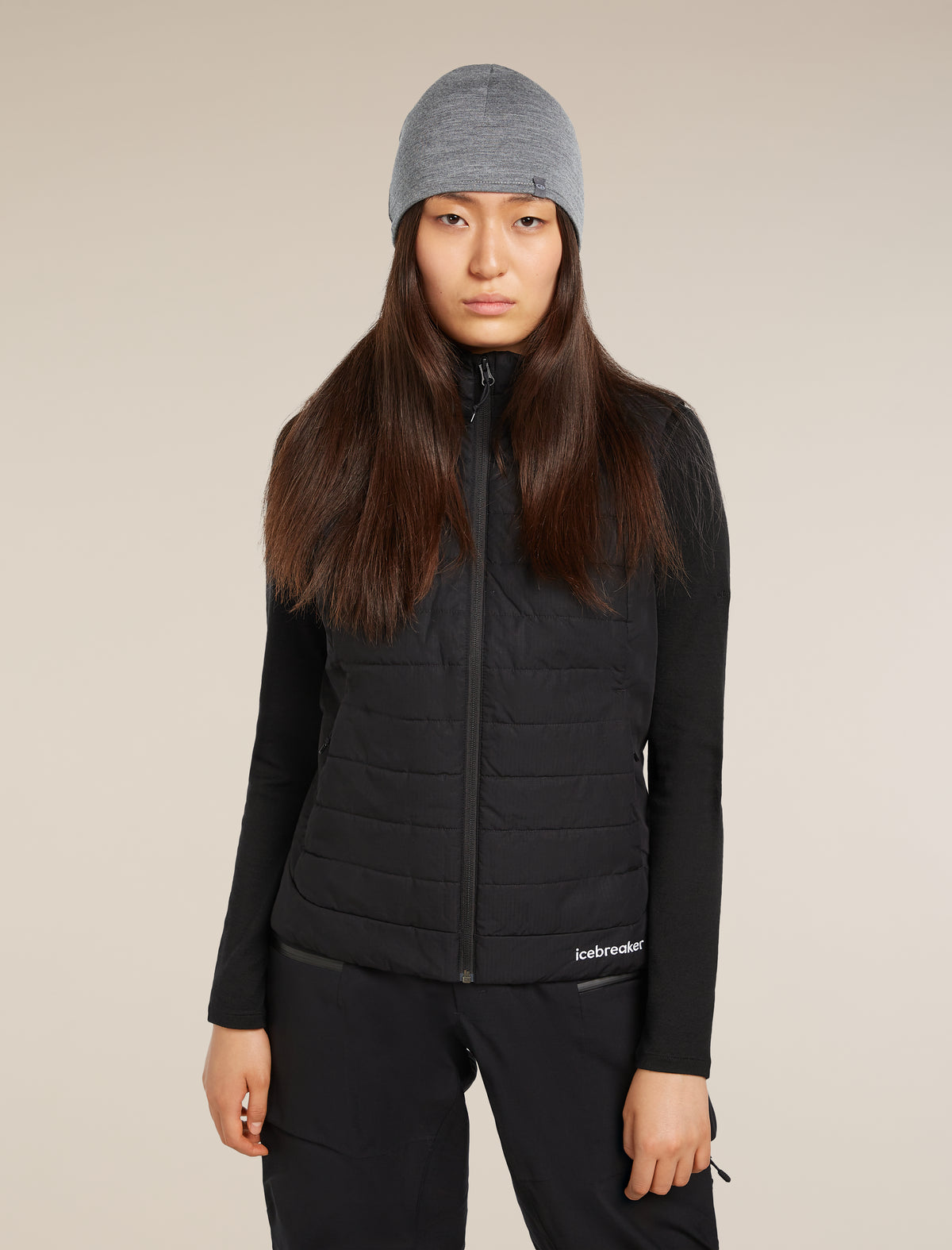 Unisex Merino 200 Pocket Hat Black/Gritstone Heather - 9