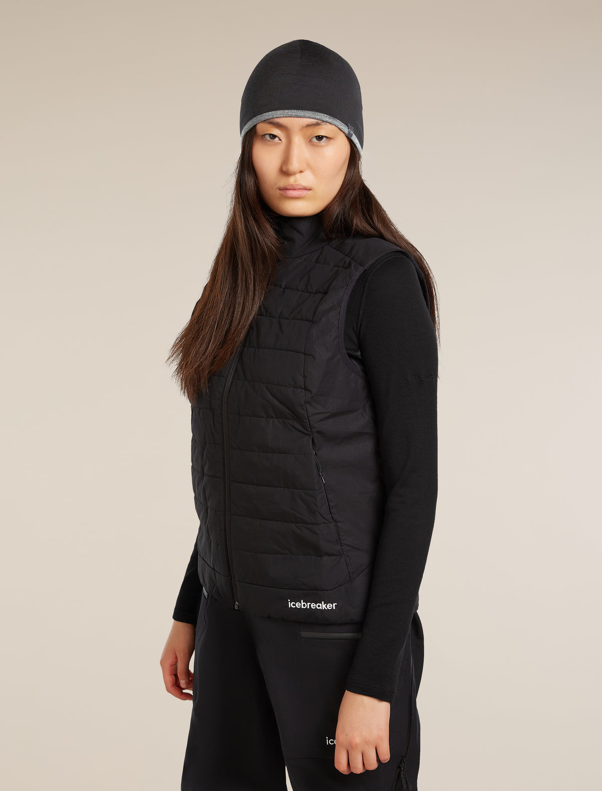 Unisex Merino 200 Pocket Hat Black/Gritstone Heather - 10