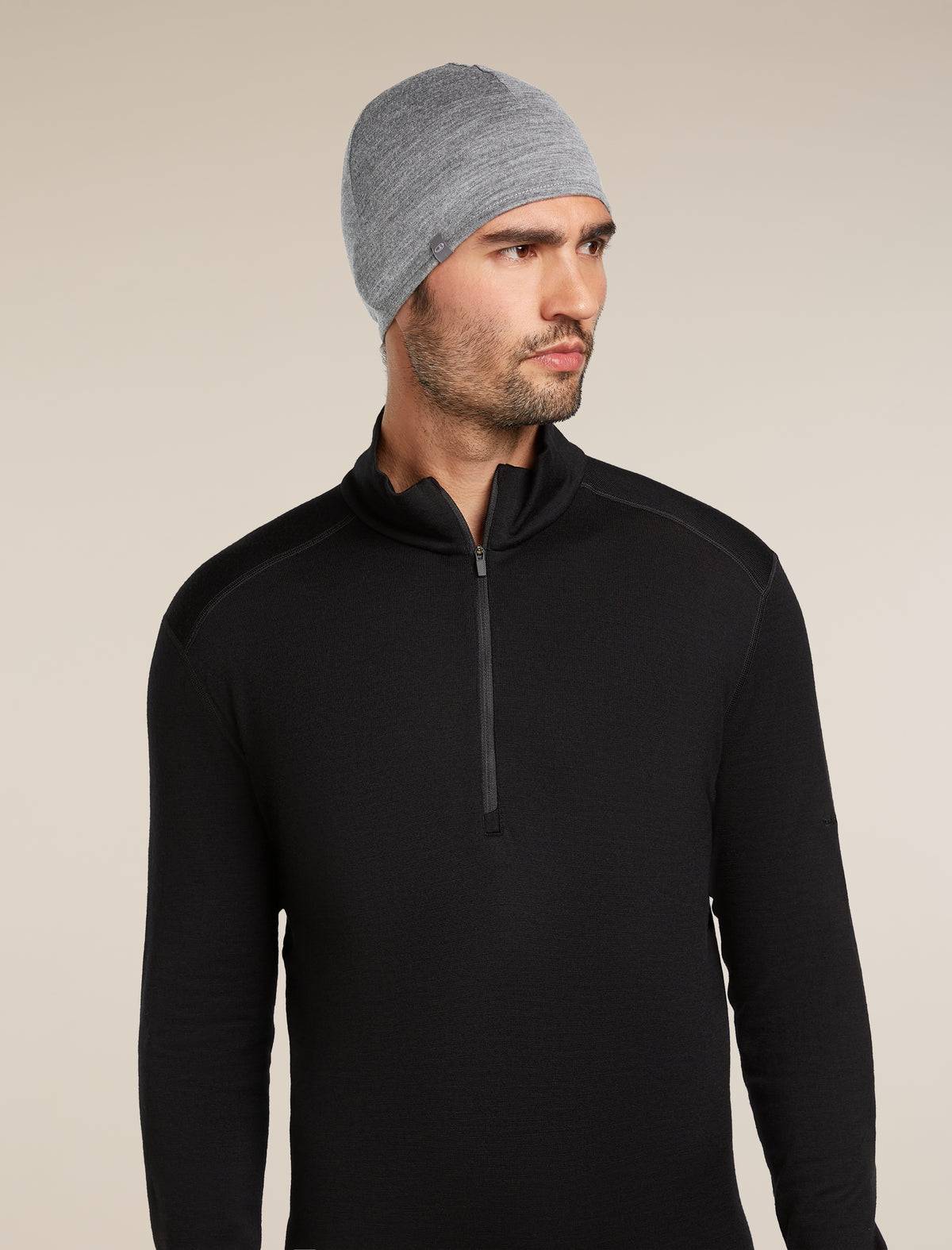 Unisex Merino 200 Pocket Hat Black/Gritstone Heather - 12