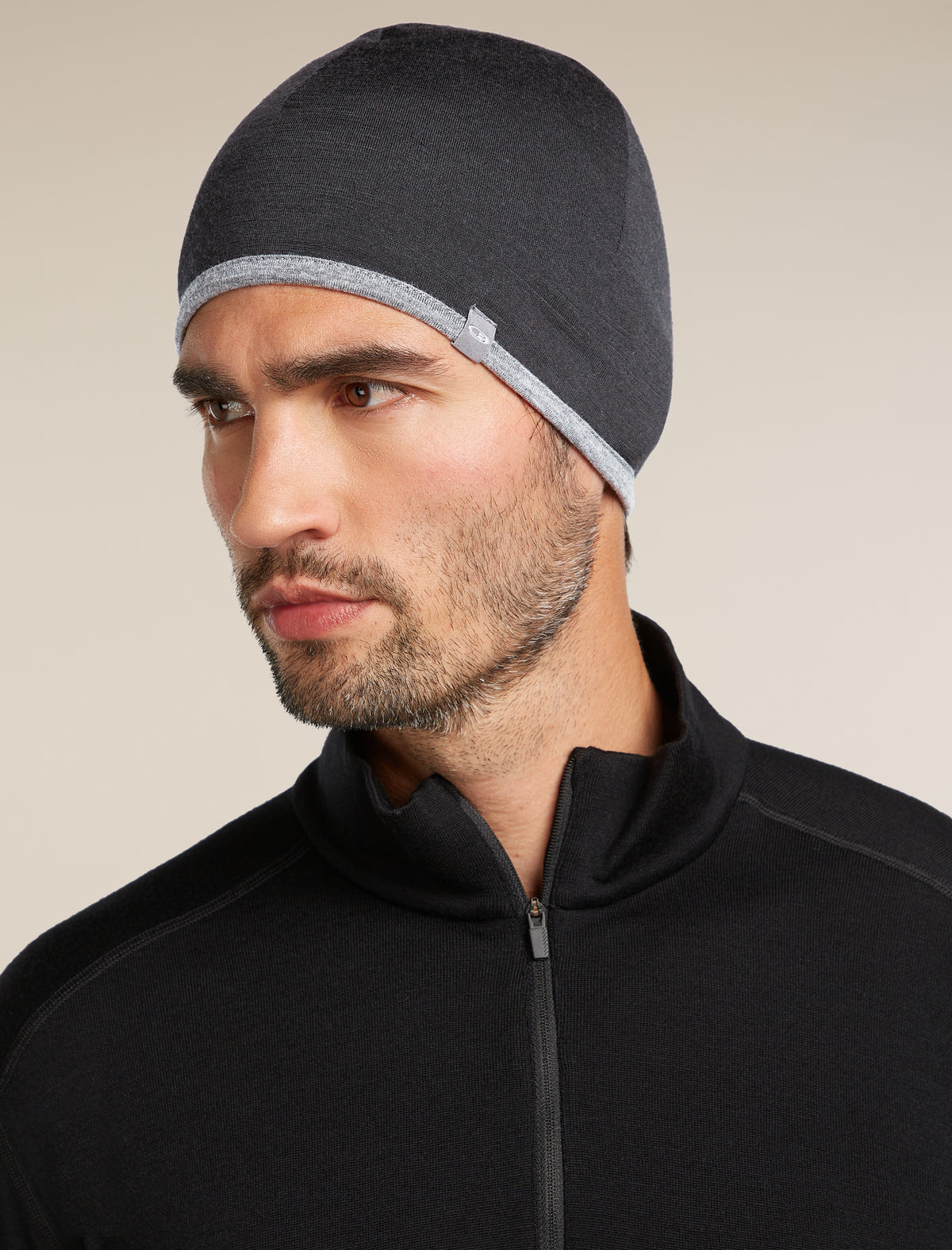 Unisex Merino 200 Pocket Hat Black/Gritstone Heather - 5