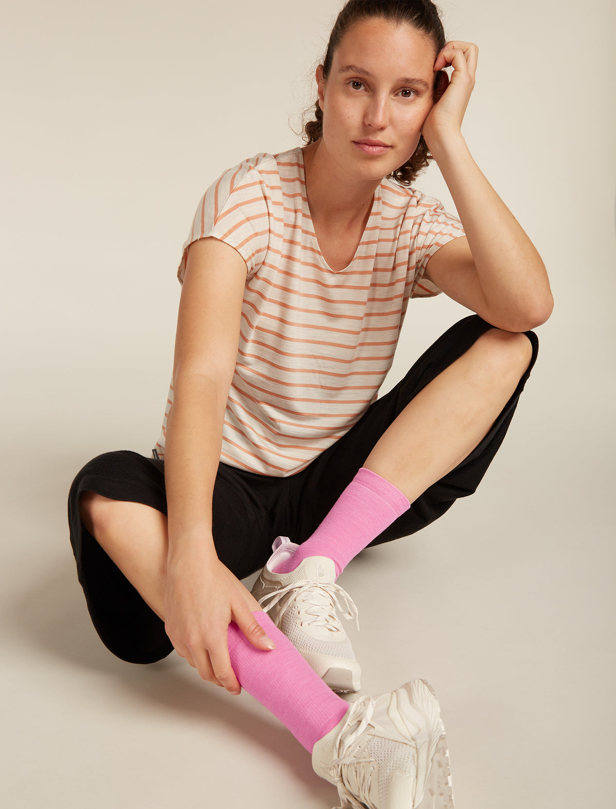 Women’s Merino Lifestyle Light Crew Socks Pop/snow - 1