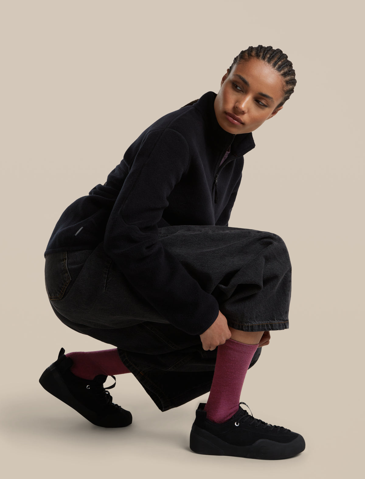 Women's Merino Lifestyle Light Crew Socks Dark Berry - 4