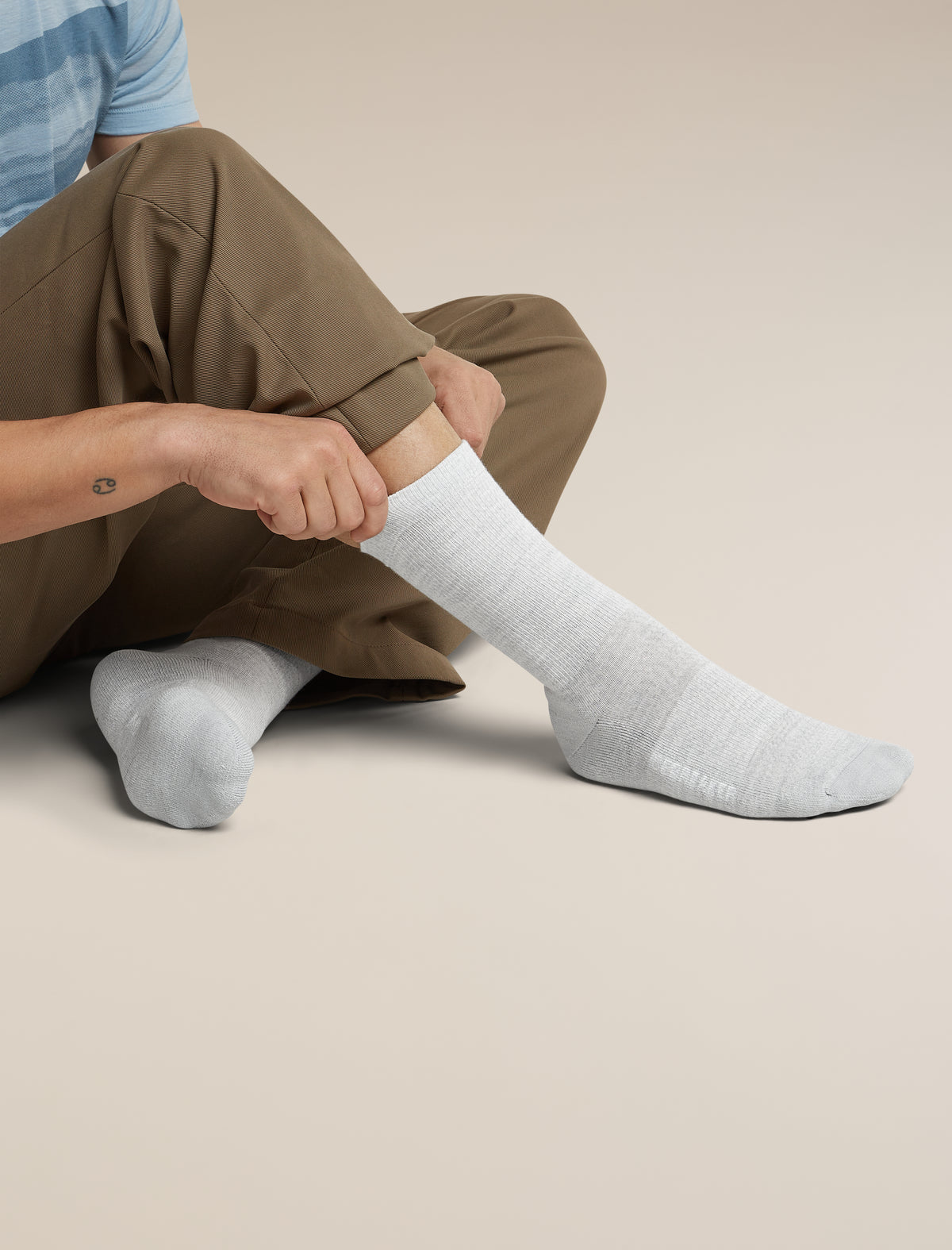 Men's Merino Lifestyle Light Crew Socks Blizzard Heather - 5